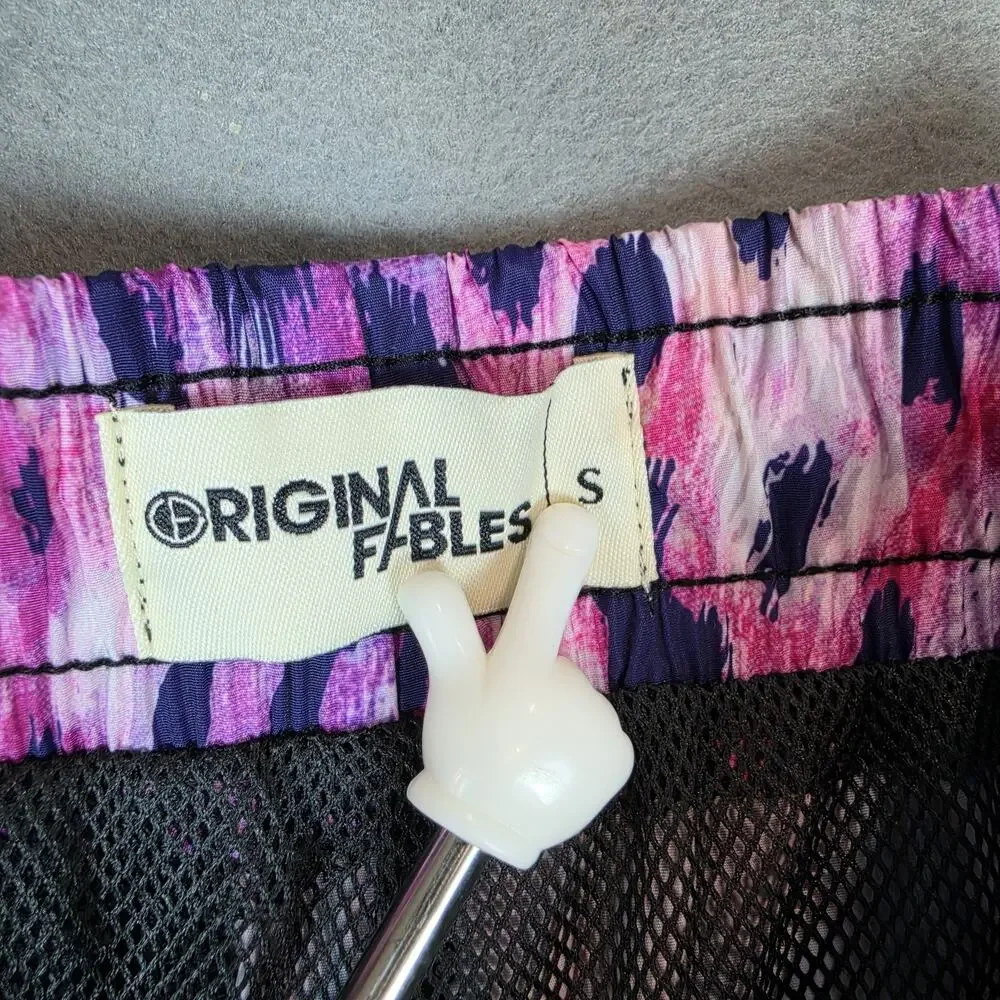 Original Fables Men's Swim Trunks Size Small Purple Blue Pink Leopard Print Shor